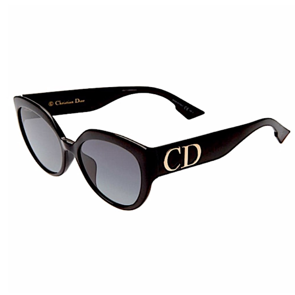 DIOR   F Round Sunglasses W/ Oversized Logo Temples In Black - Picture 4 of 5